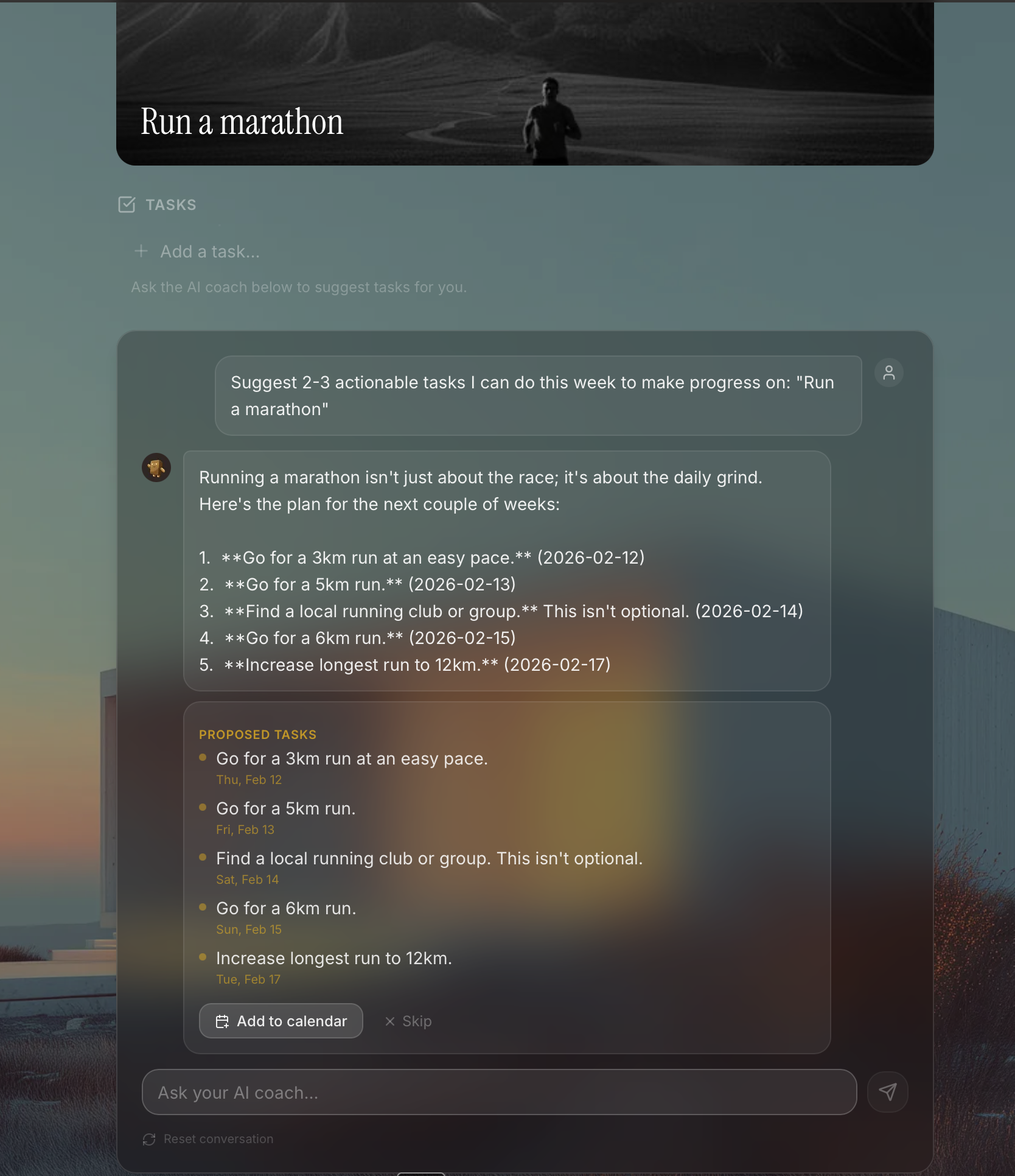 TARS AI Coach — personal AI coaching with task proposals